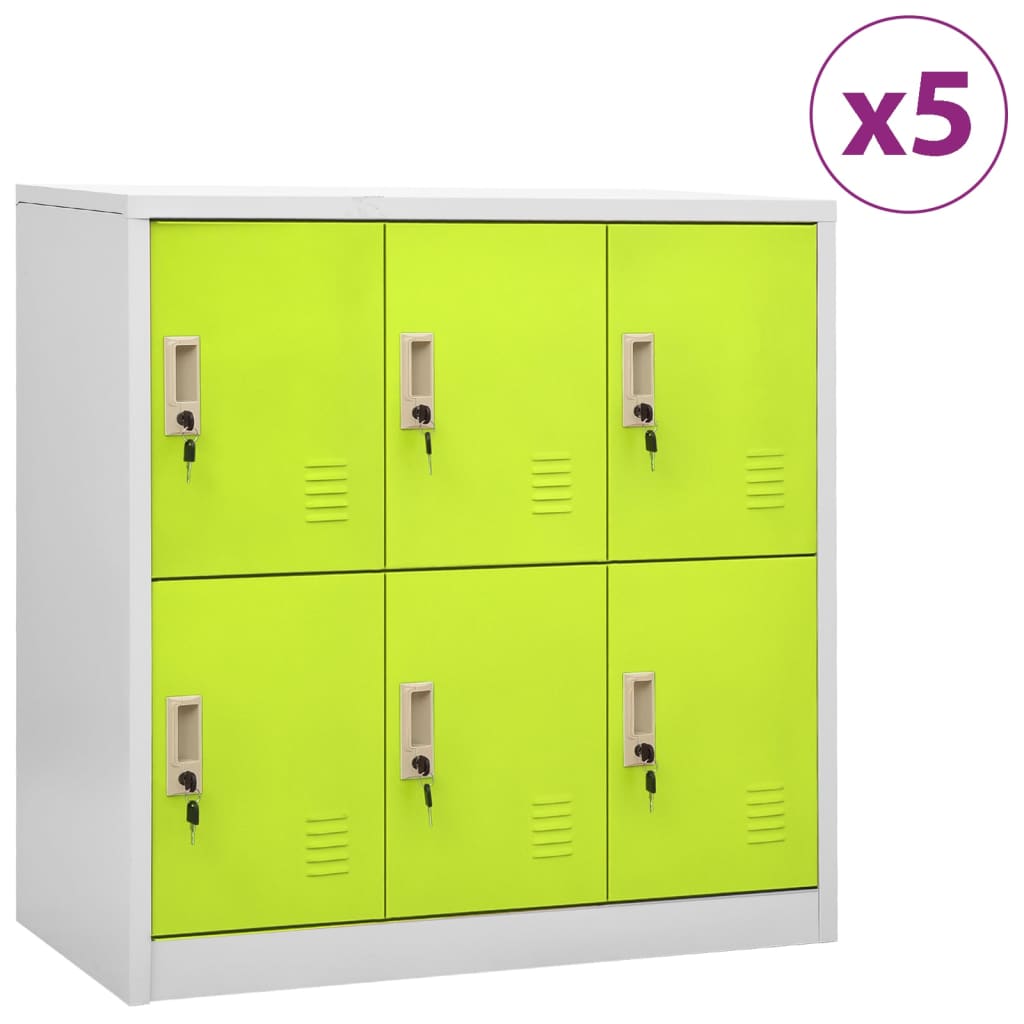 vidaXL Dulapuri vestiar 5 buc. gri deschis și verde 90x45x92,5 cm oțel