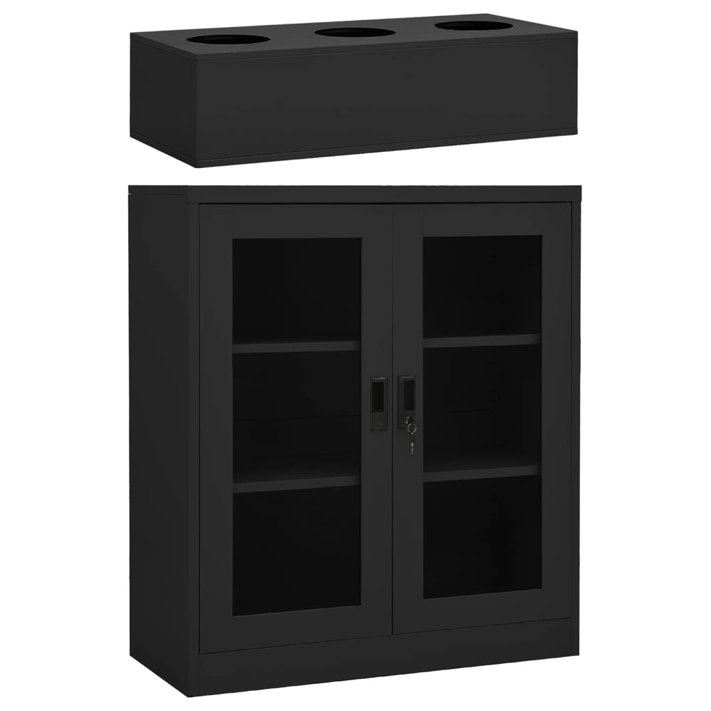 VidaXL Armoire De Bureau Et Jardinière Anthracite 90x40x128 Cm Acier