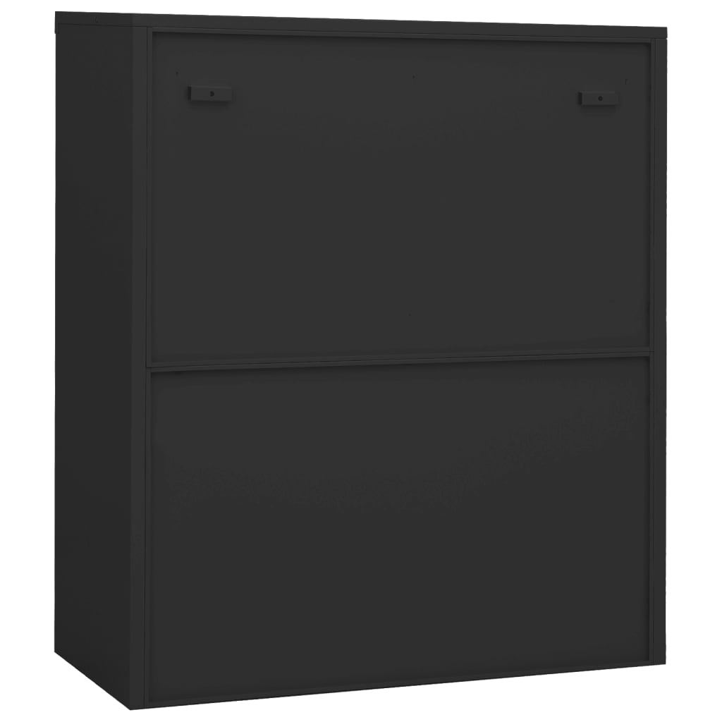 Antracitszürke acél irodai szekrény ültetőládával 90x40x128 cm 
