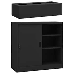 Omara z drsnimi vrati in cvetličnim koritom antracitna jeklo