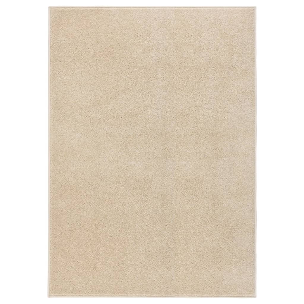 vidaXL gulvtæppe 120x170 cm kort luv beige