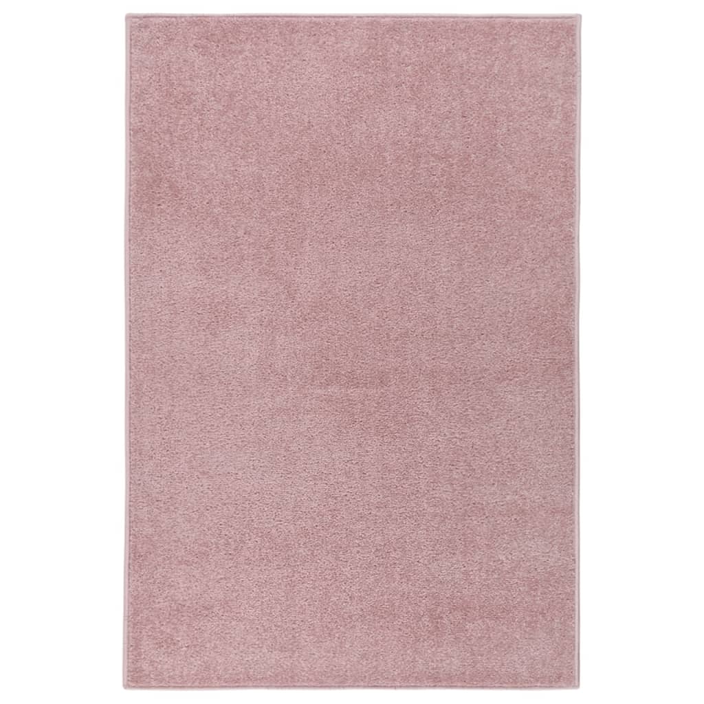 vidaXL gulvtæppe 160x230 cm kort luv lyserød