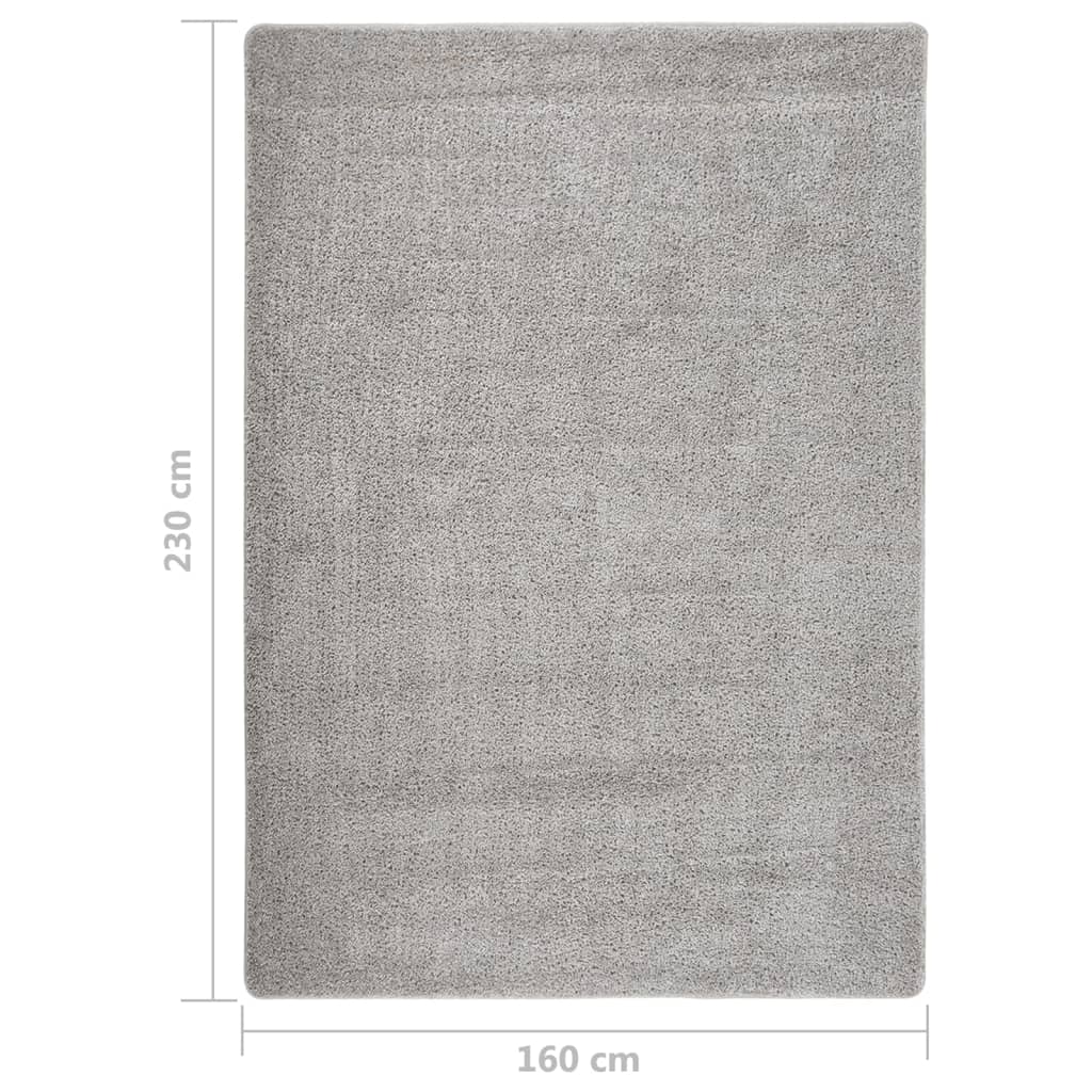 Világosszürke csúszásmentes bozontos szőnyeg 160 x 230 cm 