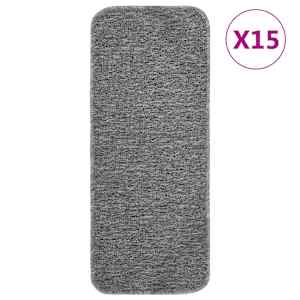 Preproge za stopnice 15 kosov 60x25 cm sive nedrseče