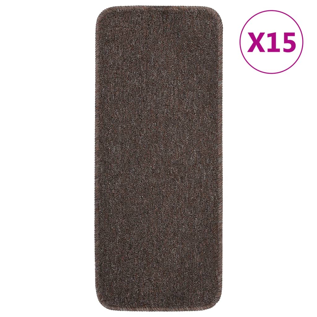 vidaXL Antirutsch Stufenmatten 15 Stk. 60x25 cm Braun Rechteckig