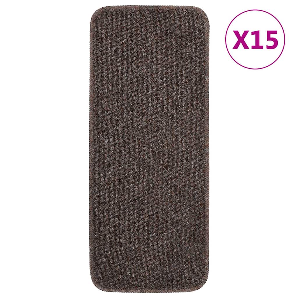 vidaXL Nášlapy na schody 15 ks 60 x 25 cm hnědé protiskluzové