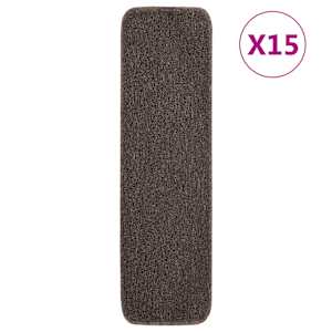 Preproge za stopnice 15 kosov 75x20 cm rjave nedrseče