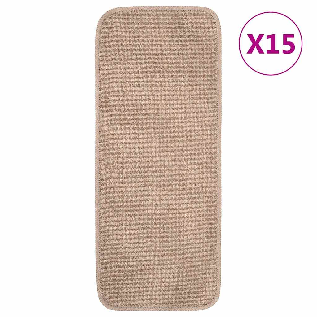 vidaXL Nášlapy na schody 15 ks 60 x 25 cm béžové protiskluzové