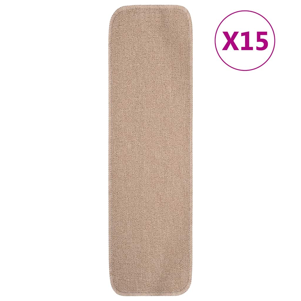 vidaXL Nášlapy na schody 15 ks 75 x 20 cm béžové protiskluzové