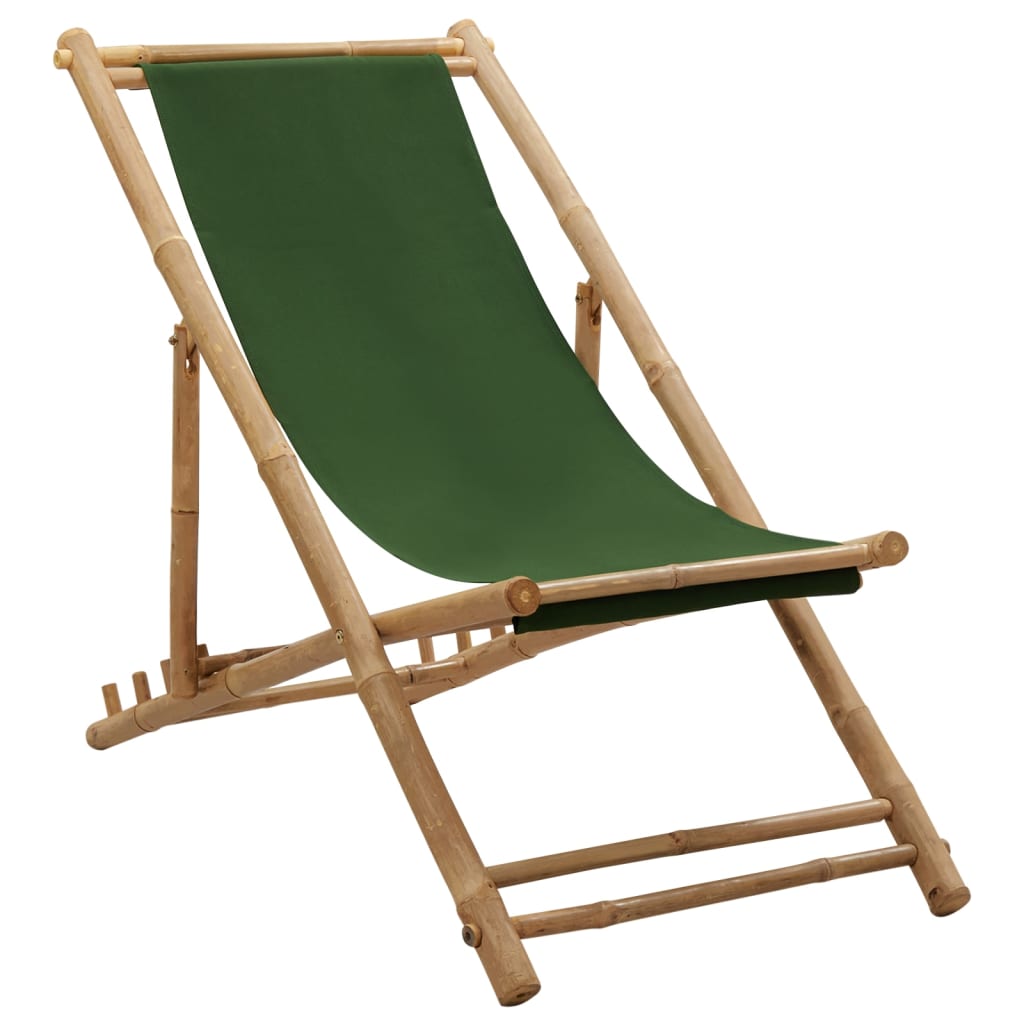 

vidaXL Deck Chair Bamboo and Canvas Green