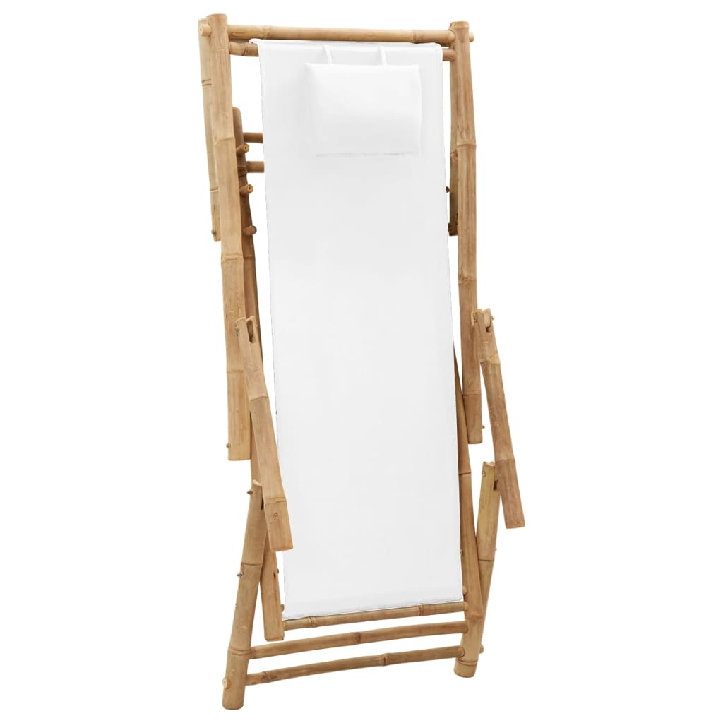 Sedia pieghevole in bambù con schienale regolabile e tela