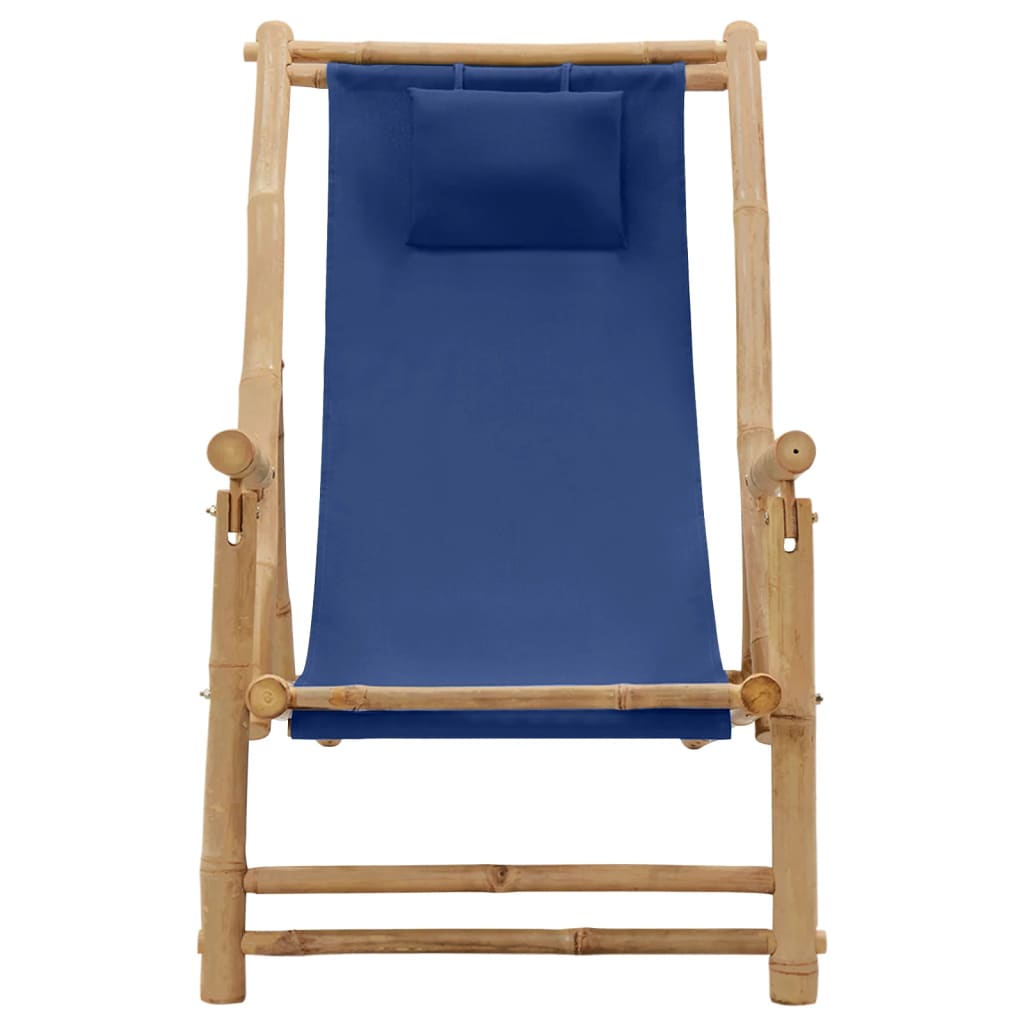 

vidaXL Terrasstoel bamboe en canvas marineblauw