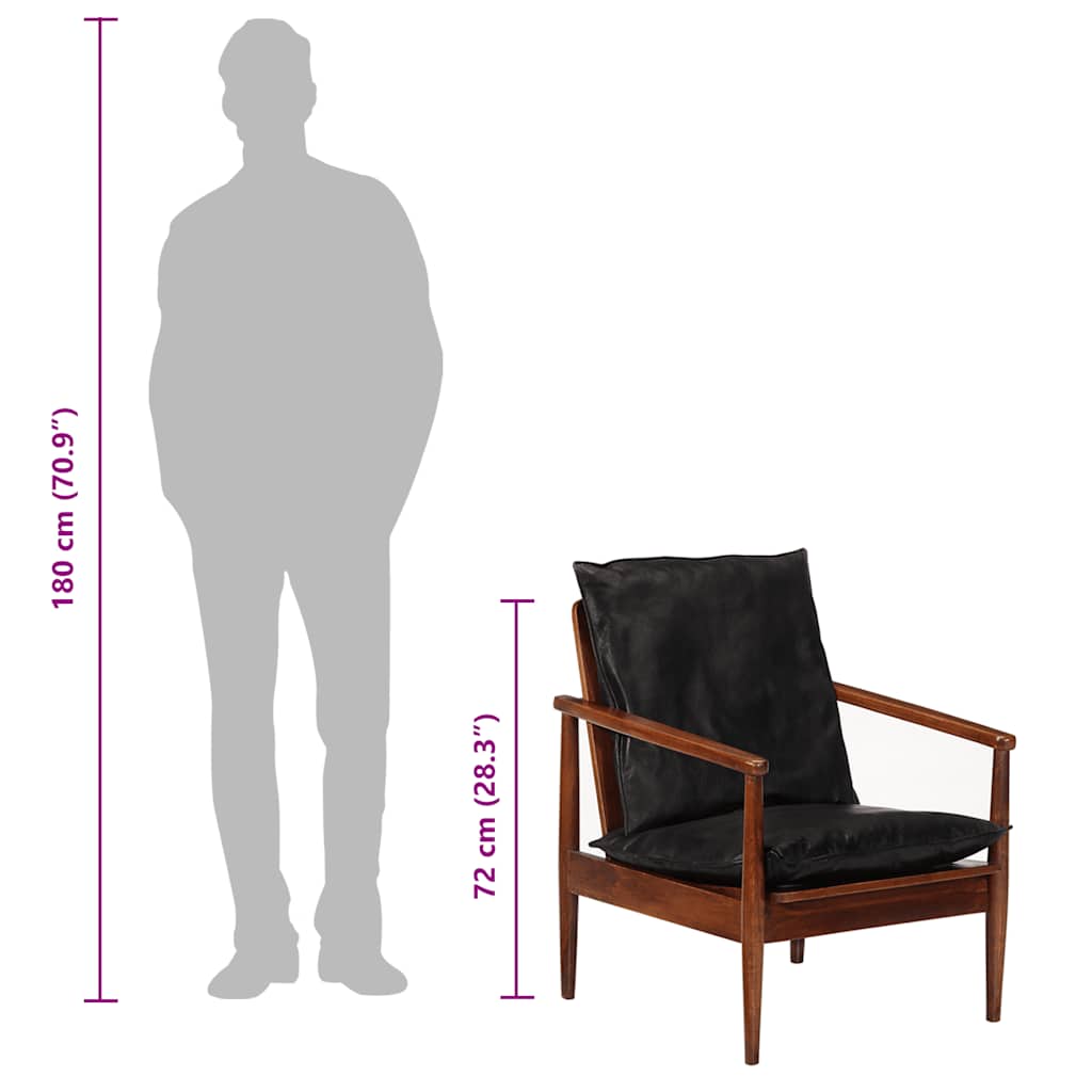 Fauteuil echt leer en massief acaciahout image 16