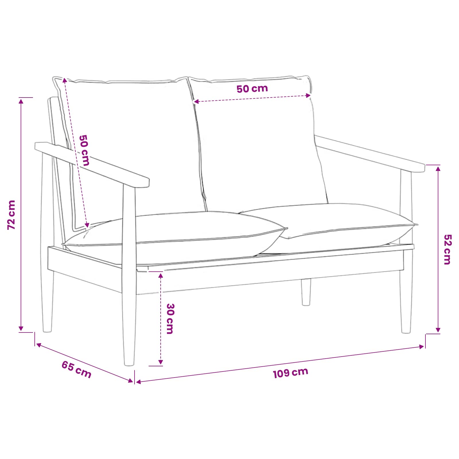 vidaXL 2-Sitzer-Sofa Schwarz Echtleder und Massivholz Akazie – Bild 10