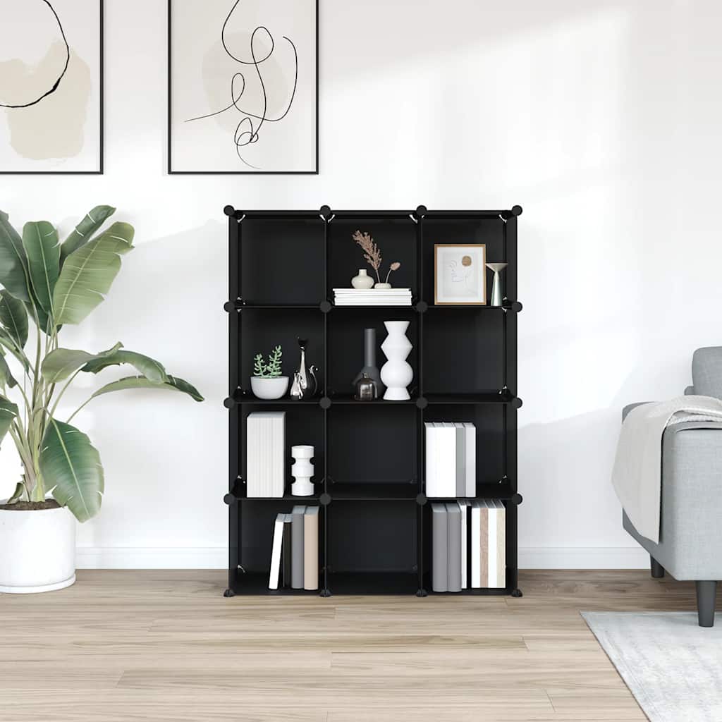 Thumbnail - vidaXL Regalsystem mit 12 Würfeln Schwarz PP