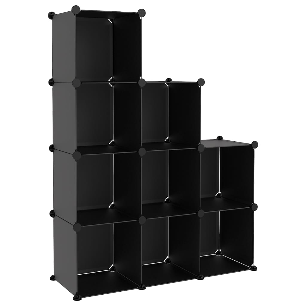 Organizator cub de depozitare, 9 cuburi, negru, PP