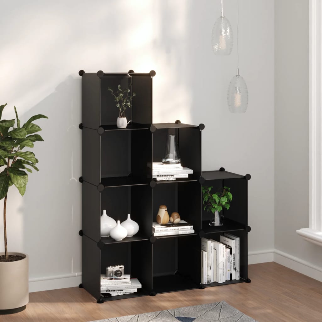 vidaXL Organizator cub de depozitare, 9 cuburi, negru, PP