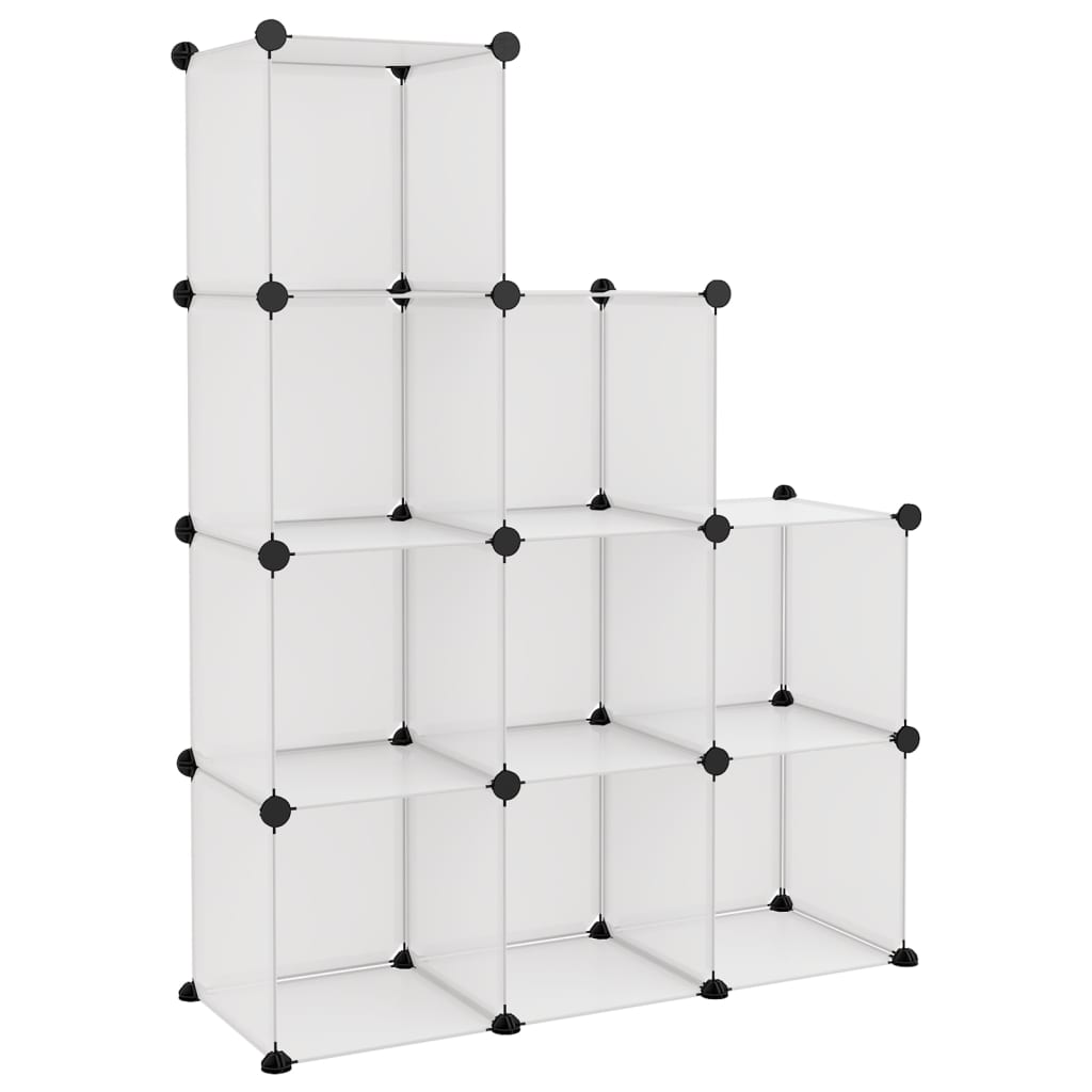 Organizator cub de depozitare, 9 cuburi, transparent, PP