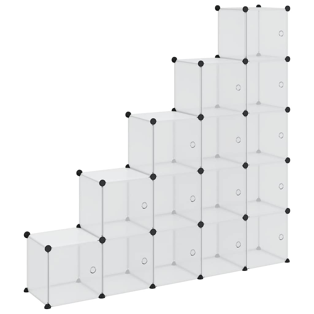 vidaXL Úložný organizér kostka s 15 kostkami a dvířky průhledný PP