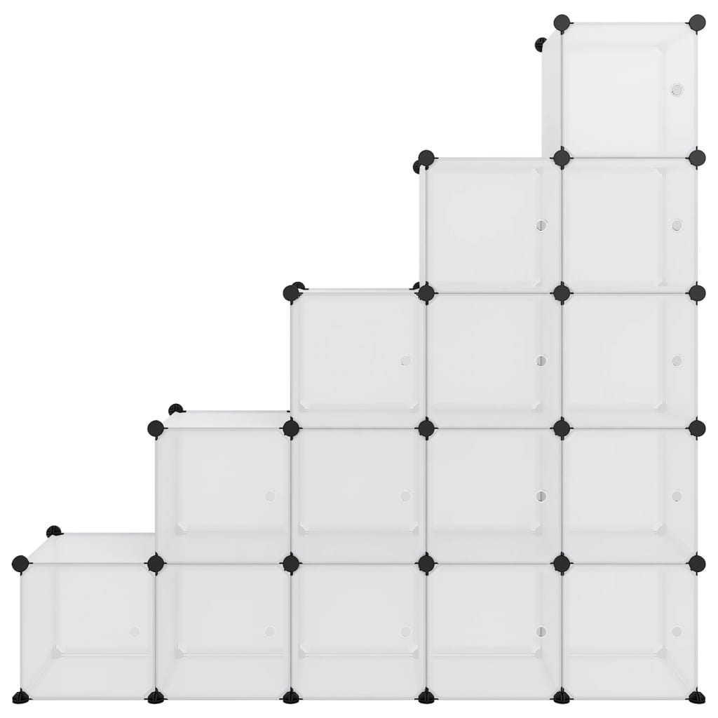 Органайзер с кубични отделения и врати, 15 куба, прозрачен, PP