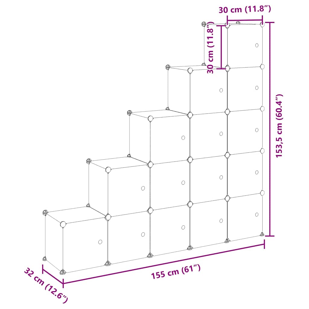 Organizator za shranjevanje v obliki kocke s 15 kockami in vrati, prozoren PP - slika 9