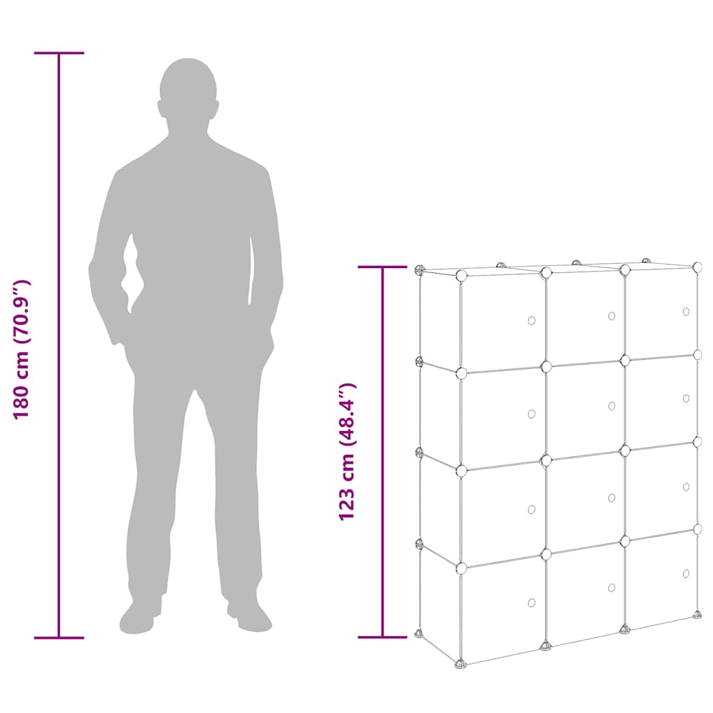 Organizator za shranjevanje v obliki kocke z 12 kockami in vrati, prozoren PP - slika 10
