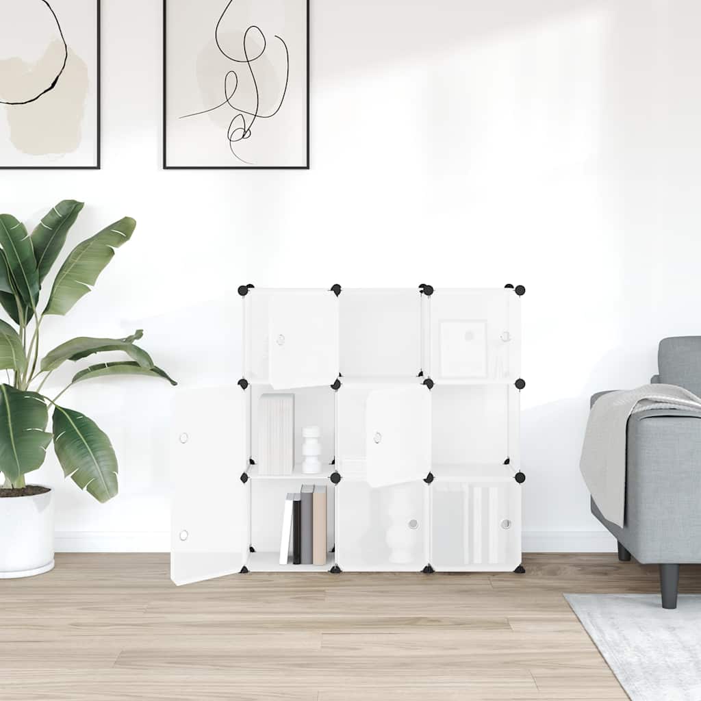 Thumbnail - vidaXL Aufbewahrungswürfel-Organizer mit 9 Würfeln und Türen Transparent PP