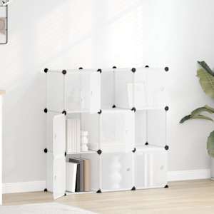 Organizator za shranjevanje v obliki kocke z 9 kockami in vrati, prozoren PP