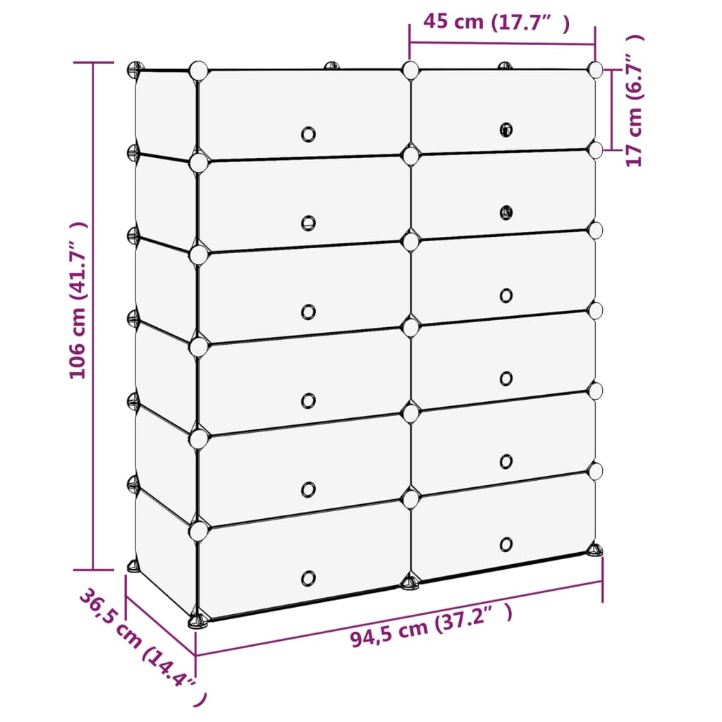 Stalak za cipele prozirni 94,5 x 36,5 x 106 cm PP