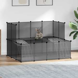 Klec pro malá zvířata černá 143 x 107 x 93 cm PP a ocel