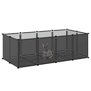 Klec pro malá zvířata černá 144 x 74 x 46,5 cm PP a ocel - obrázek 6