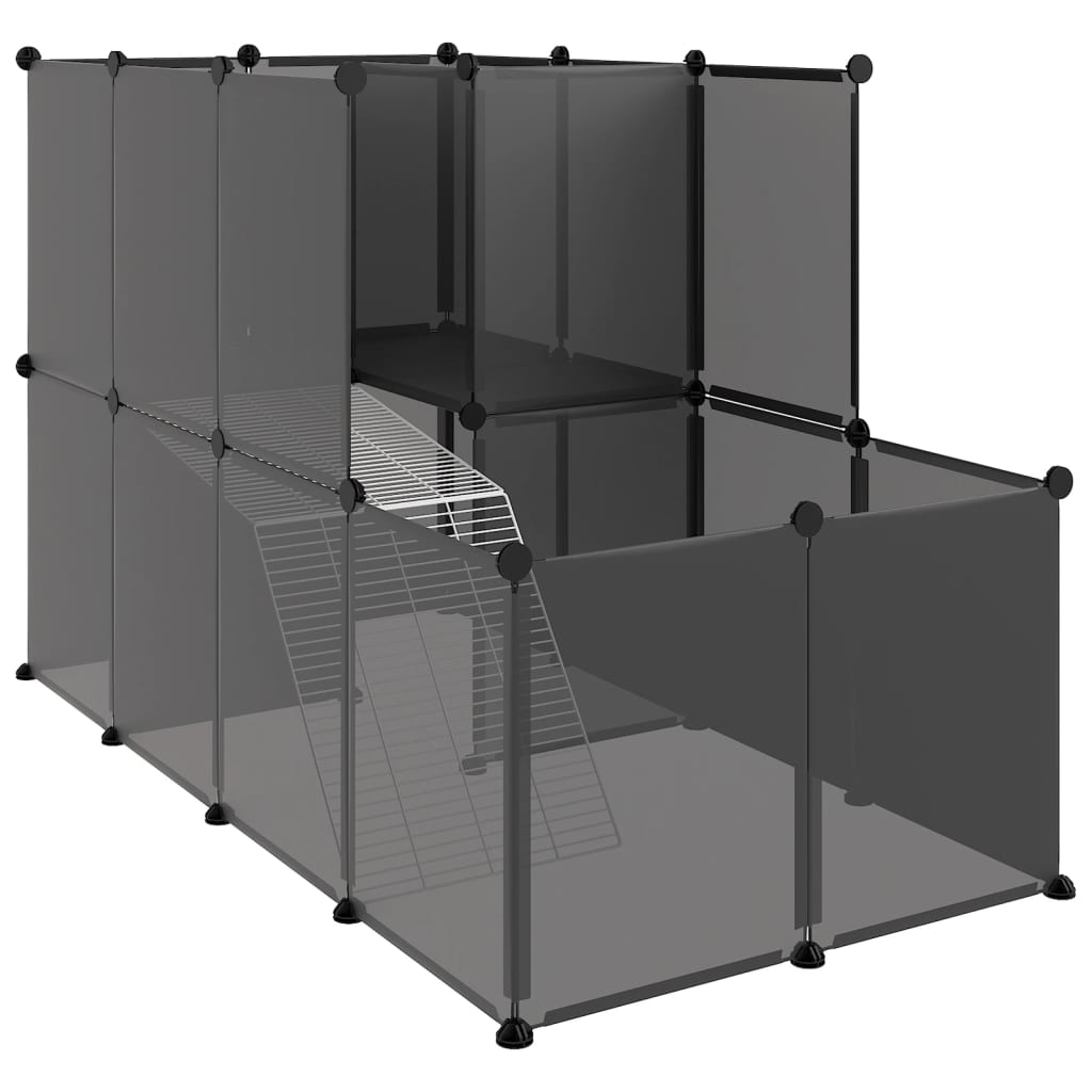 Cușcă pentru animale mici, negru, 142x74x93 cm, PP și oțel