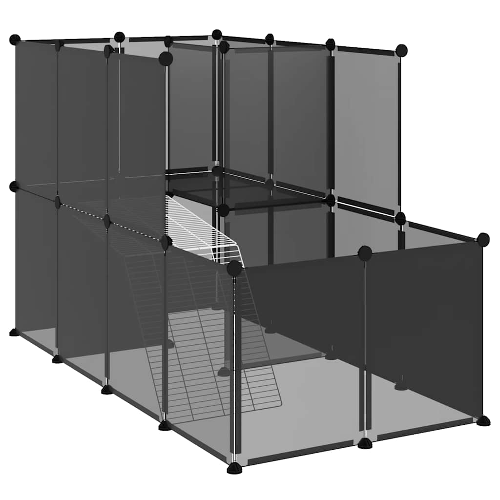 vidaXL Klec pro malá zvířata černá 142 x 74 x 93 cm PP a ocel