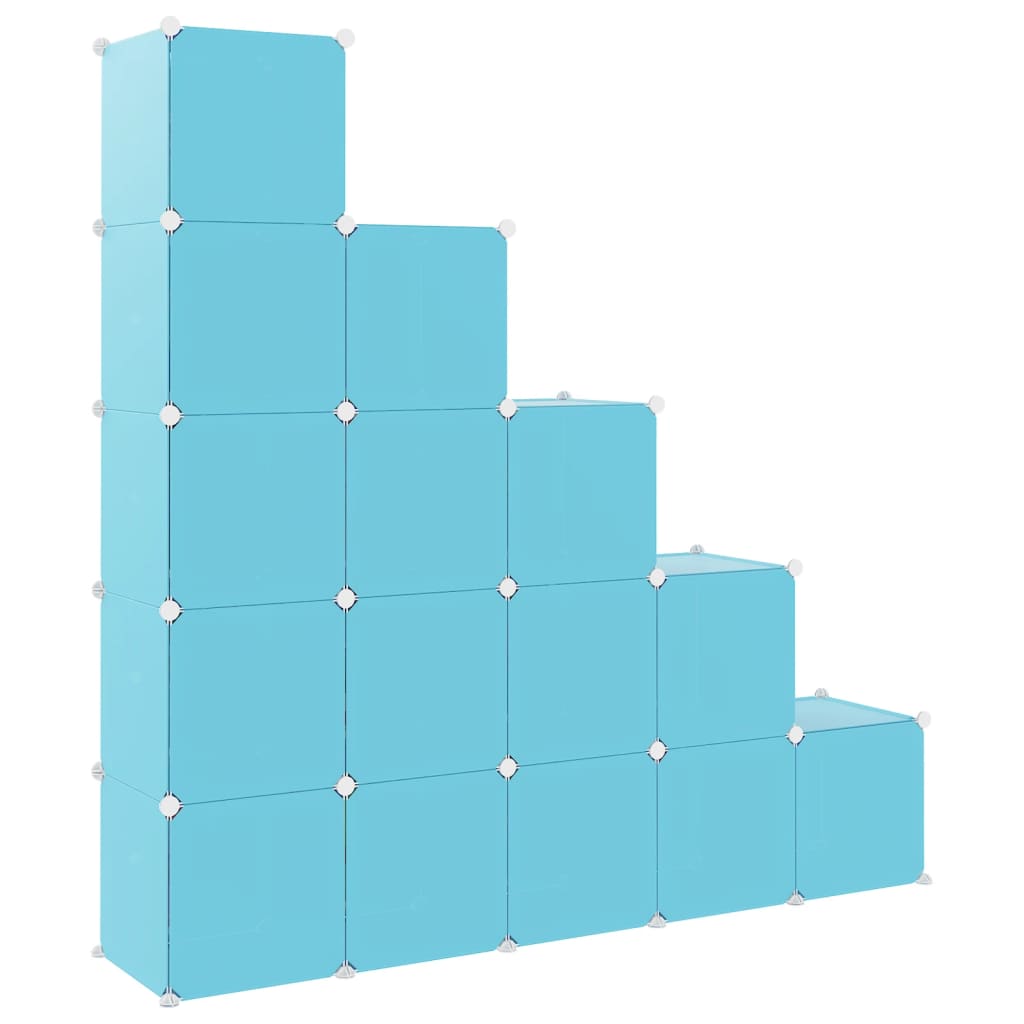 kék polipropilén tárolókocka gyerekeknek 15 kockával