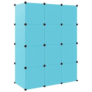 Dětská modulární skříň s 12 úložnými boxy modrá PP - obrázek 5