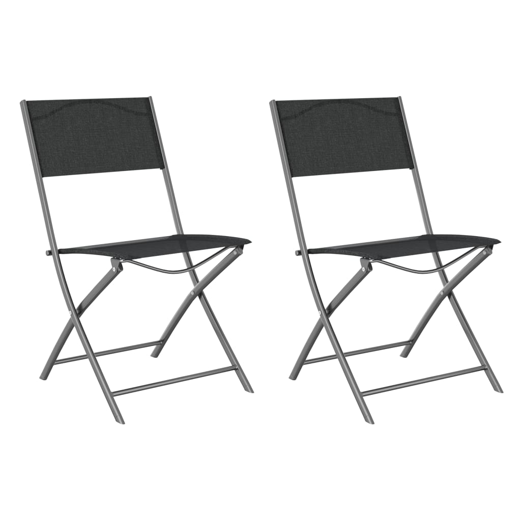 Klappbare Gartenstühle 2 Stk. Schwarz Stahl und Textilene | Stepinfit