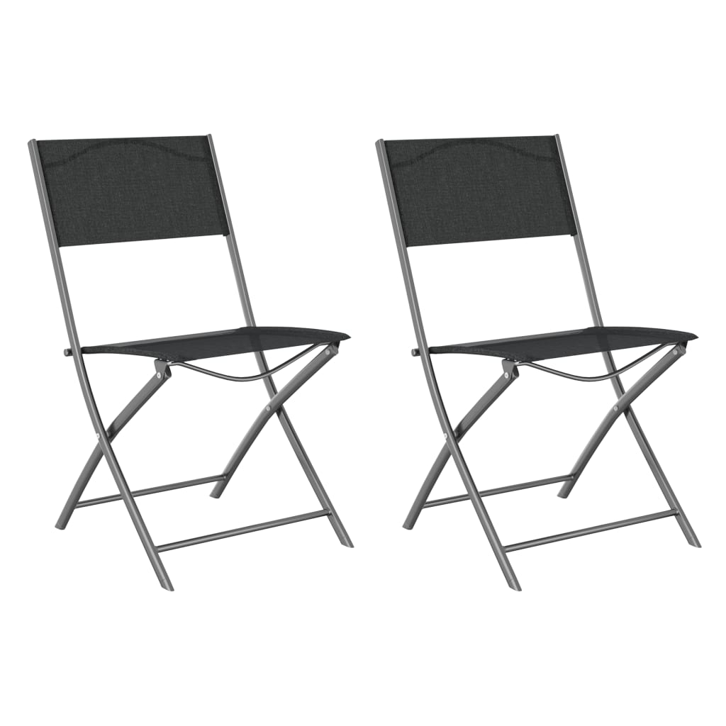Thumbnail - vidaXL Klappbare Gartenstühle 2 Stk. Schwarz Stahl und Textilene