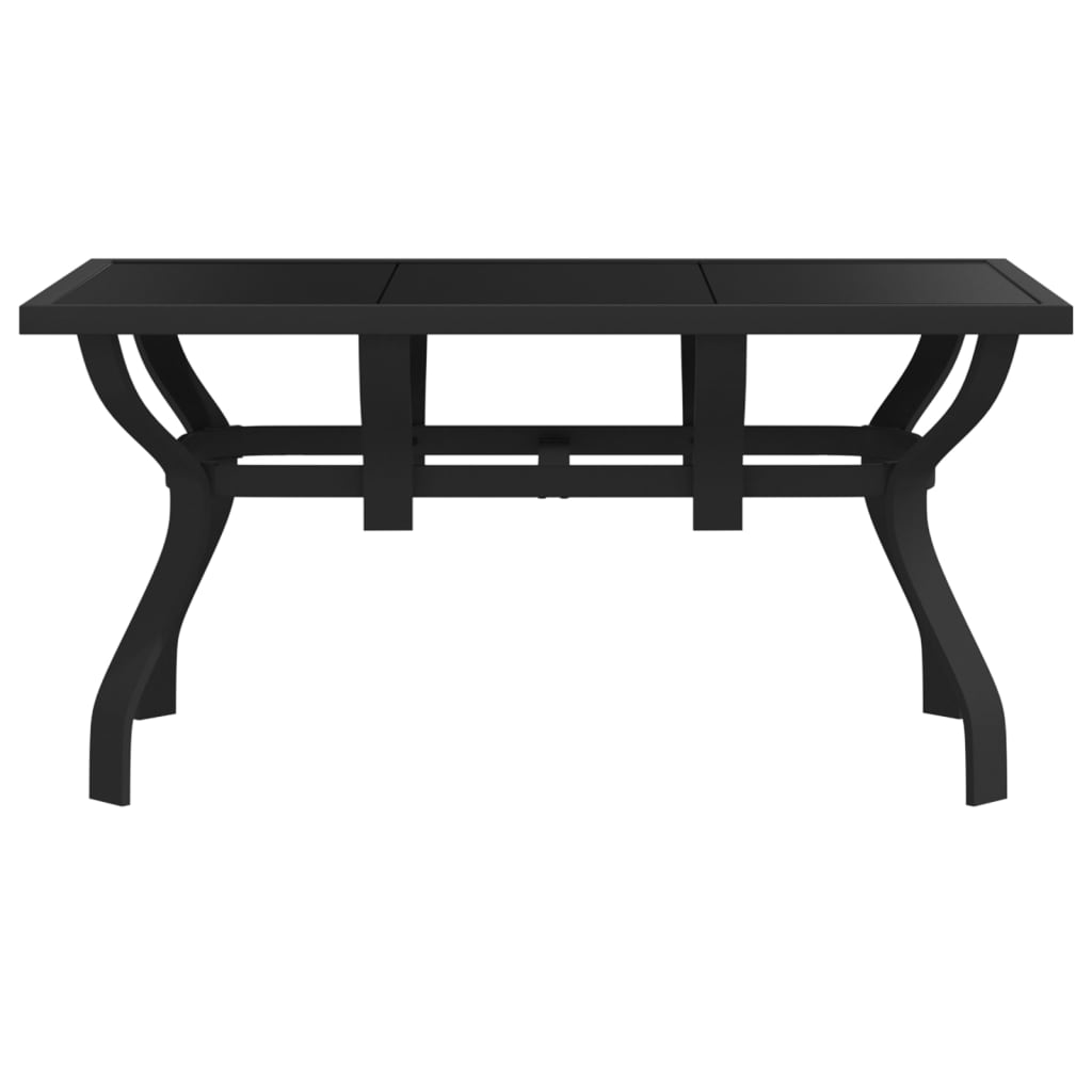 vidaXL Tuintafel 140x70x70 cm staal en glas zwart afbeelding