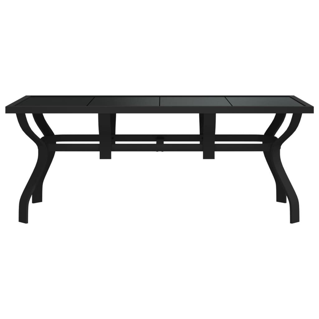 vidaXL Záhradný stôl čierny 180x80x70 cm oceľ a sklo