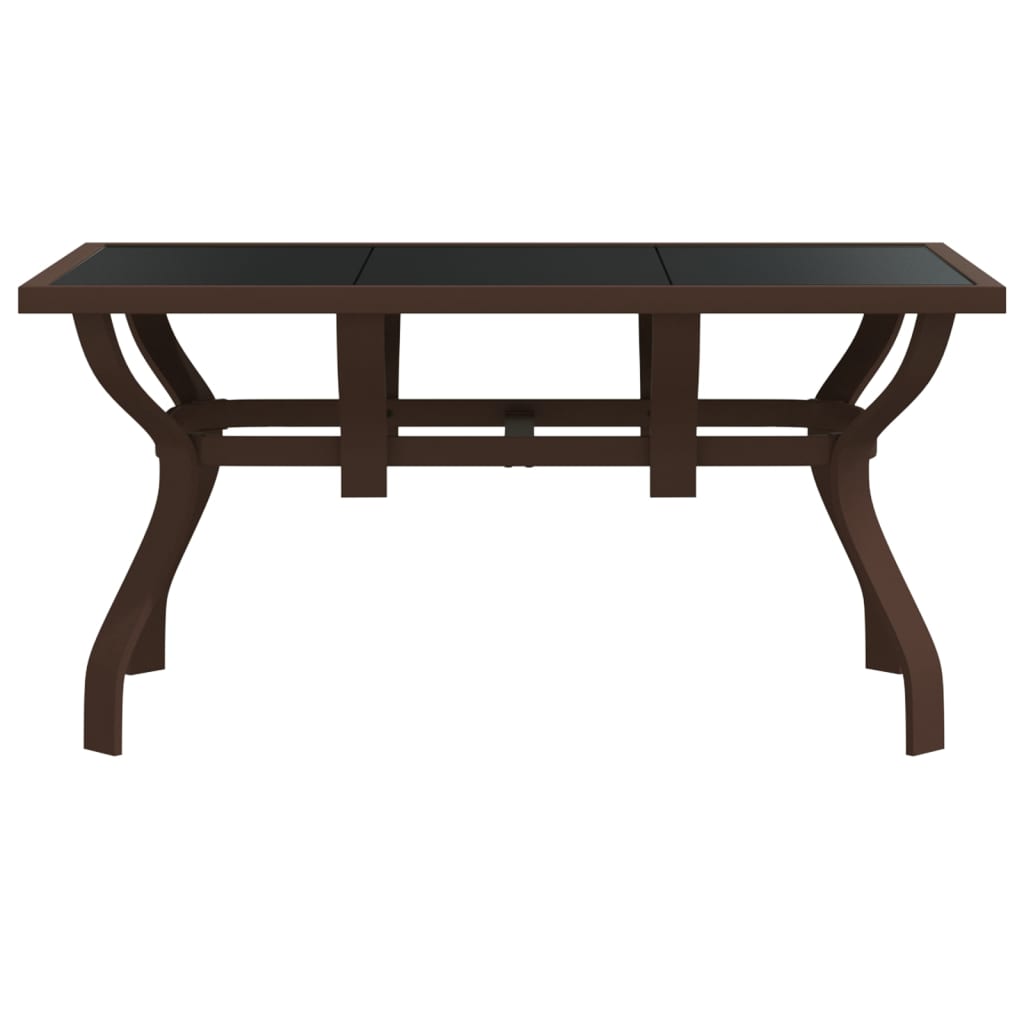 vidaXL barna és fekete acél és üveg kerti asztal 140x70x70 cm