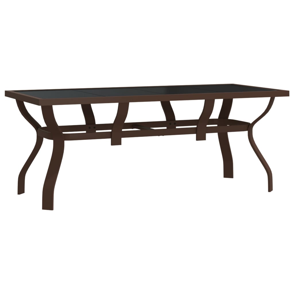 vidaXL Zahradní stůl hnědočerný 180 x 80 x 70 cm ocel a sklo