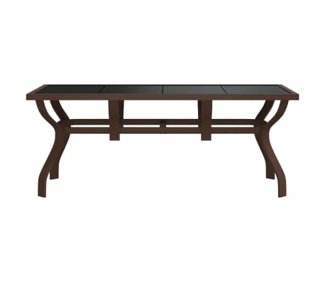 vidaXL Gartentisch Braun und Schwarz 180x80x70 cm Stahl und Glas