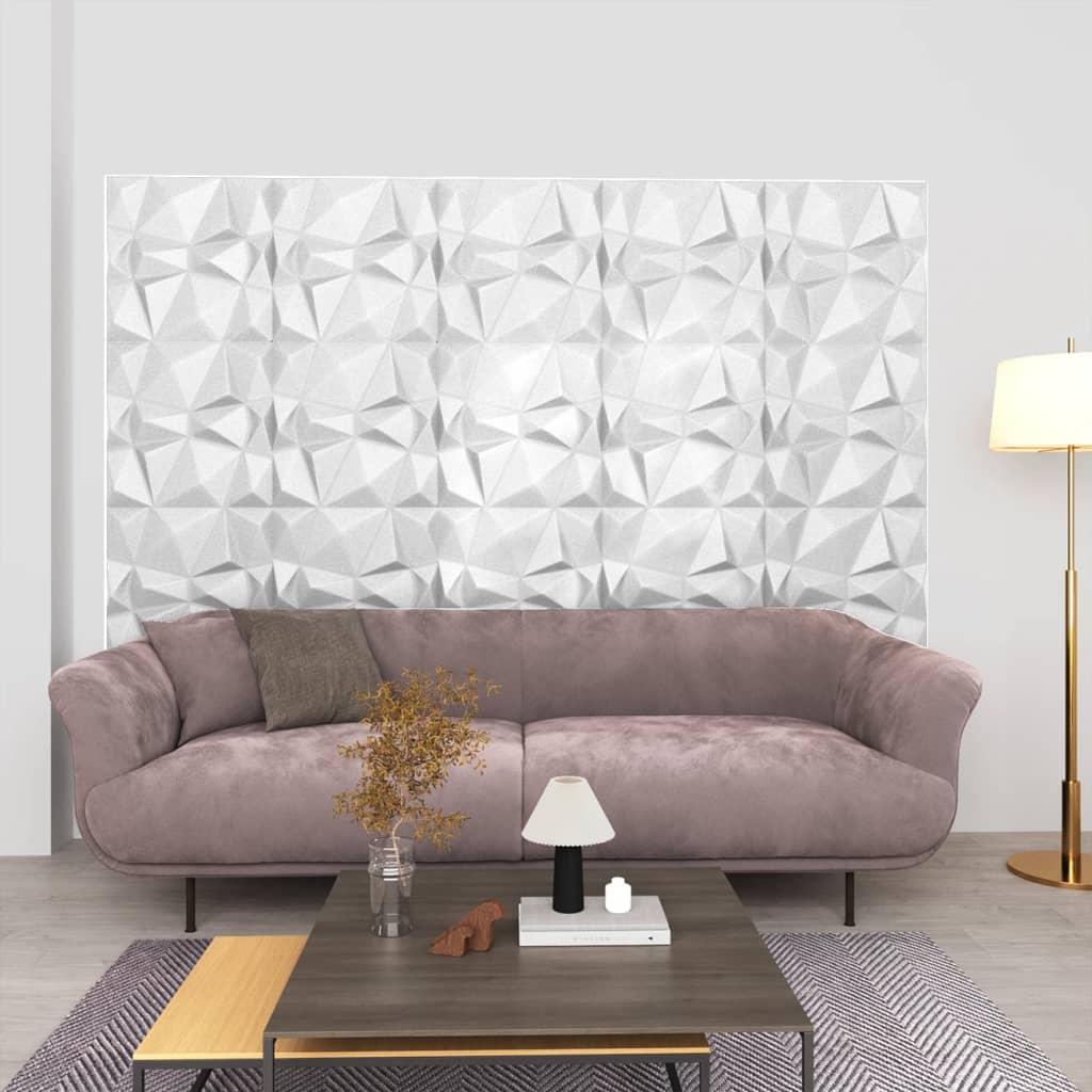 3D sienų plokštės, 24vnt., deimantų baltos, 50x50cm, 6m² | Stepinfit