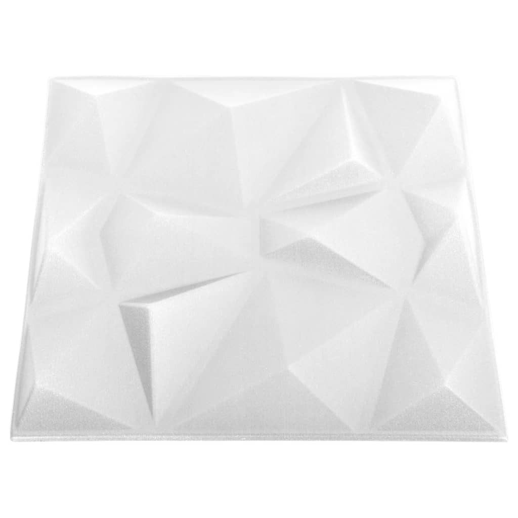 48 darab gyémánt fehér 3D fali panel 50 x 50 cm 12 m² 