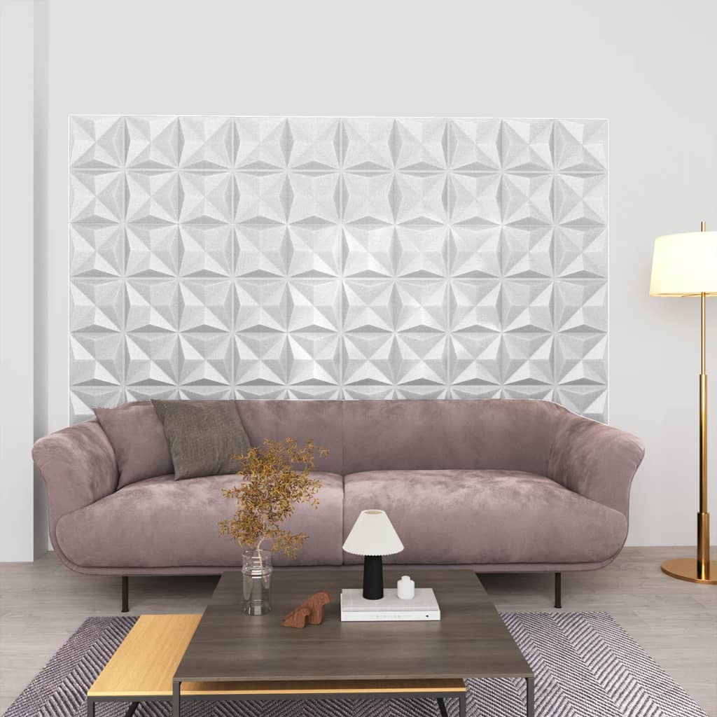 vidaXL 3D-seinäpaneelit 48 kpl 50×50 cm valkoinen origami 12 m²
