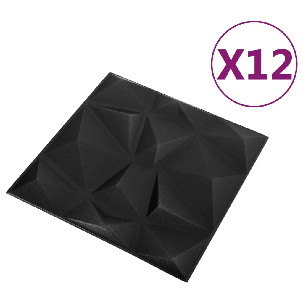 

vidaXL 12 st Wandpanelen 3D 3 m² 50x50 cm diamantzwart