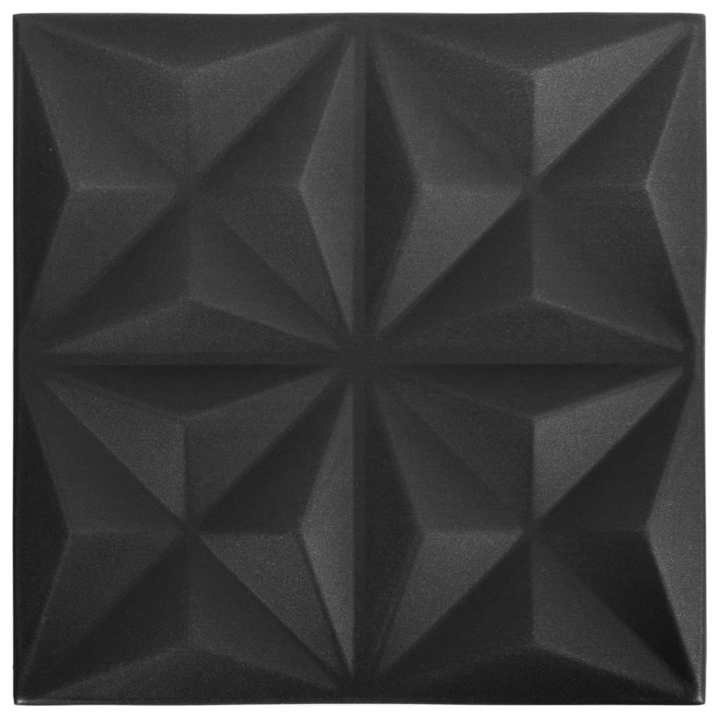 Panouri de perete 3D 12 buc. negru 50×50 cm model origami 3 m²
