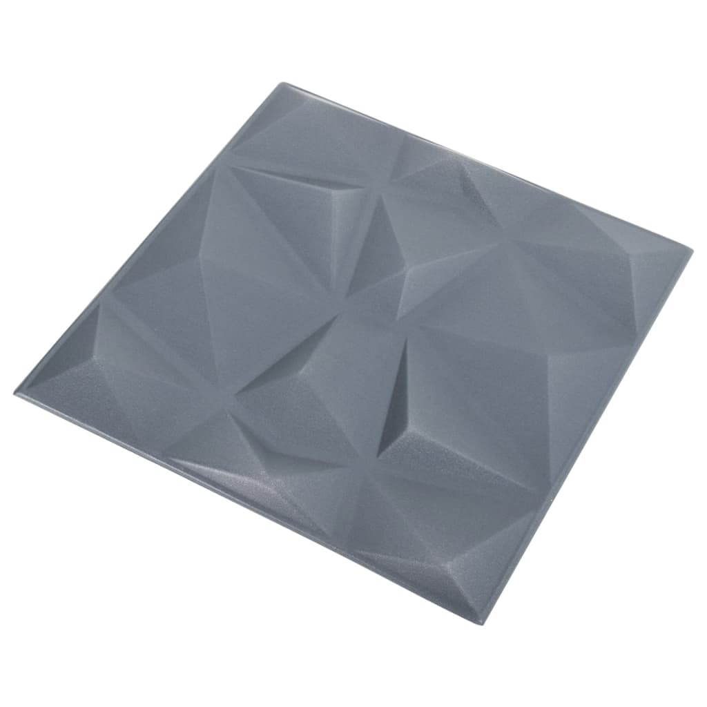 3D sienų plokštės, 12vnt., deimantų pilkos, 50x50cm, 3m² | Stepinfit