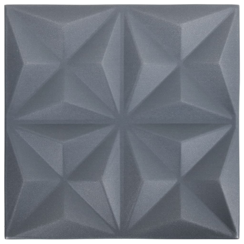 Panouri de perete 3D 12 buc. gri 50×50 cm model origami 3 m²