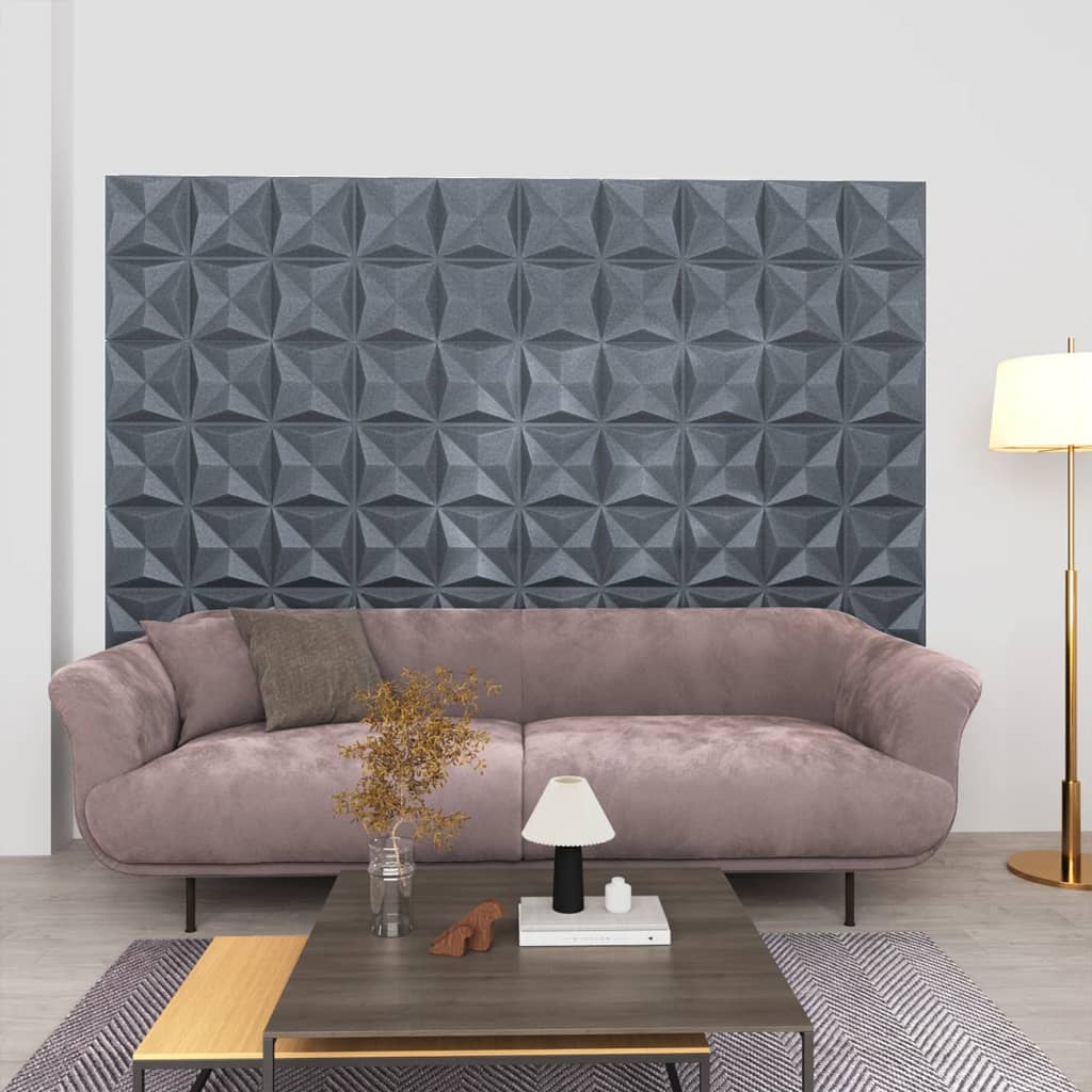 Petrashop  3D nástěnné panely 12 ks 50 x 50 cm origami šedé 3 m²